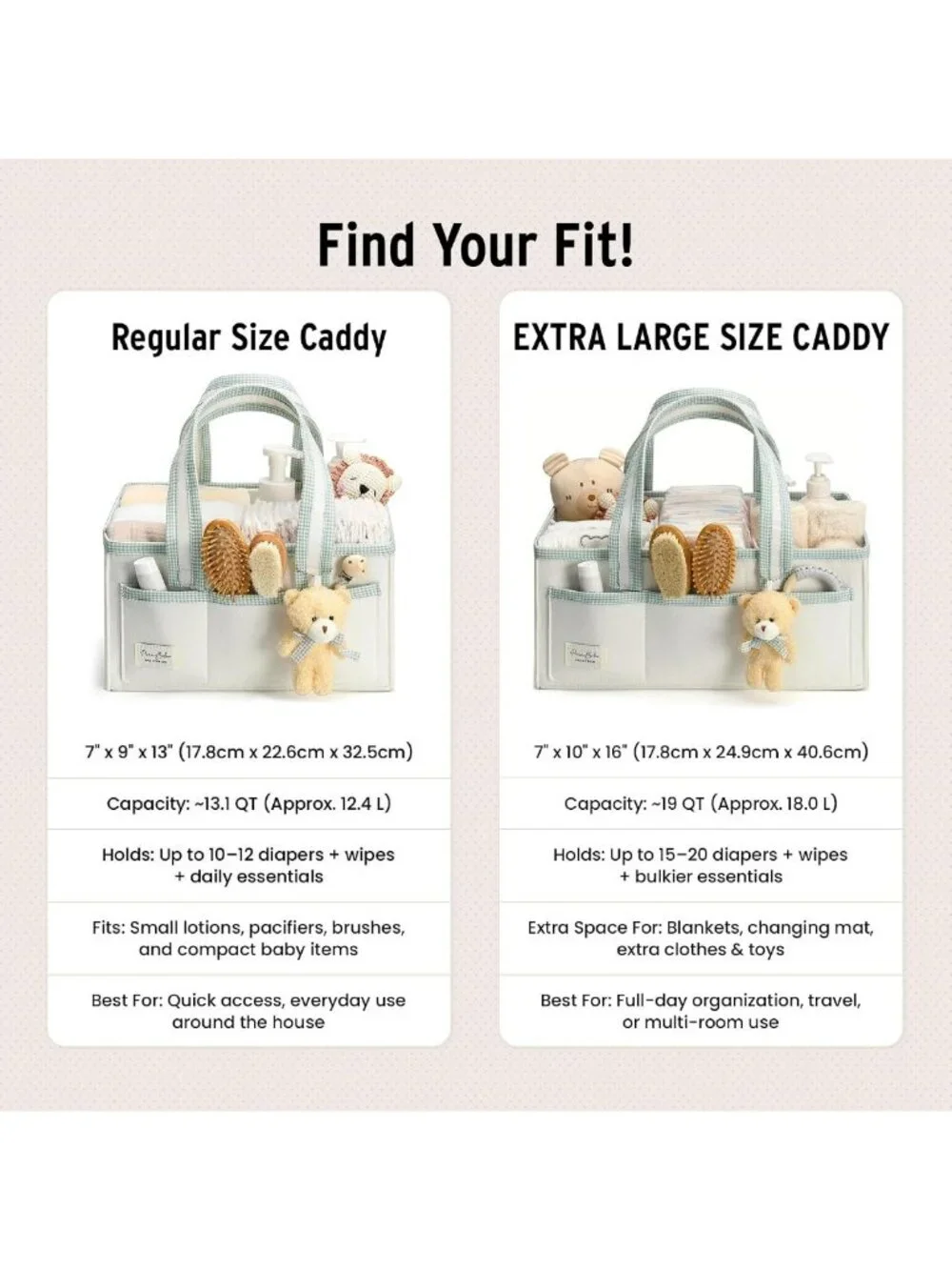 XL Diaper Caddy Organizer with Handle - Baby Shower Gift, Nursery Storage